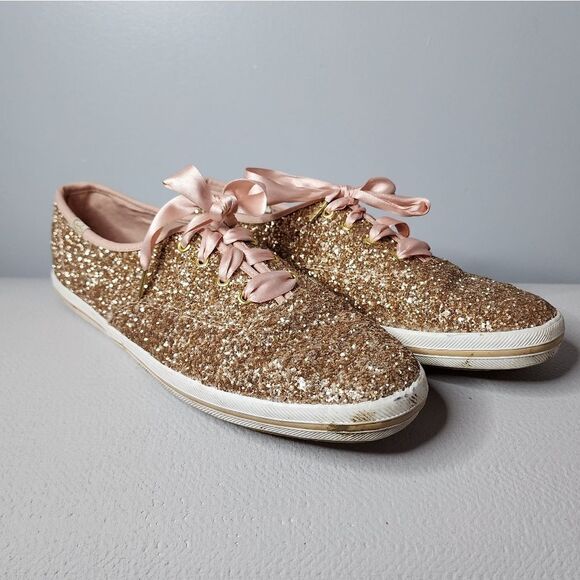 Keds Kate Spade Champion Glitter Sneaker Rose Gold Size US 9 - Picture 1 of 4